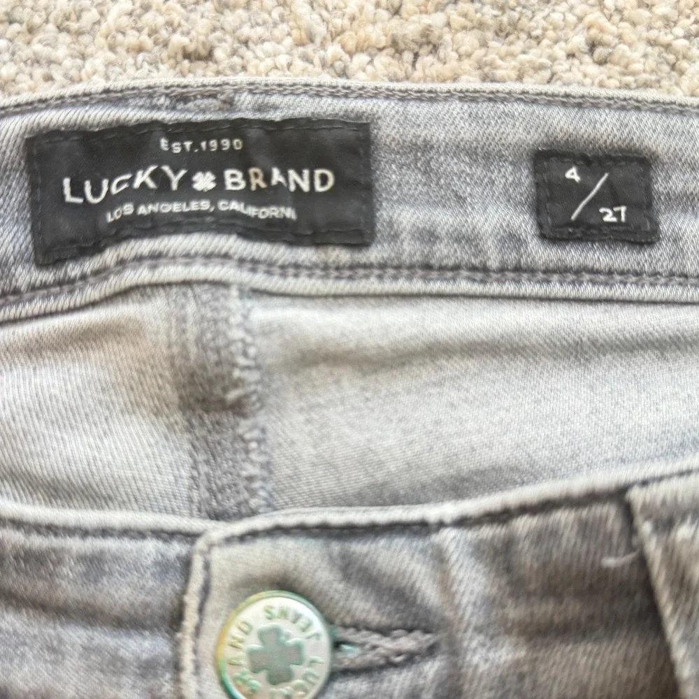 Lucky Brand Grey Skinny Jeans Candiani Denim Womens 4/27 Mid Rise Stretch